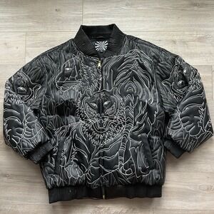 Bluez Black Double Insulated Tiger Embroidered Bomber Jacket Men's XXXL